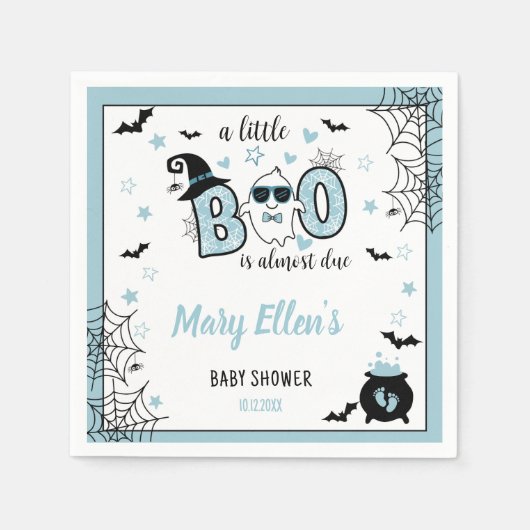 KLEINE BOO BLUE HALLOWEEN BABY DUSCHE SERVIETTE (Vorderseite)