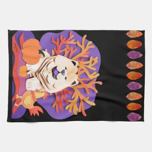 KLEINE BOO Creme Chow Geschirrtuch (Horizontal)