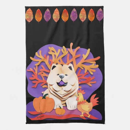 KLEINE BOO Creme Chow Geschirrtuch (Vertikal)