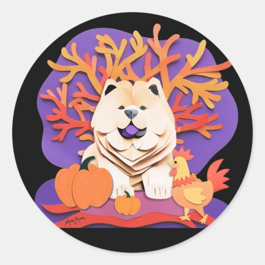 KLEINE BOO Creme Chow Größe auswählen Runder Aufkleber (Vorderseite)