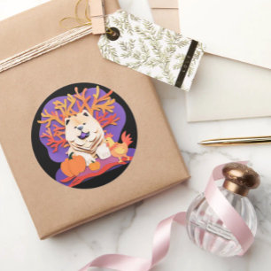 KLEINE BOO Creme Chow Größe auswählen Runder Aufkleber