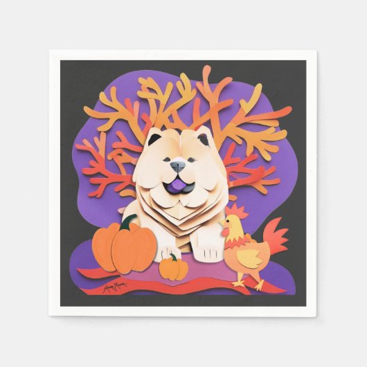 KLEINE BOO Creme Chow Serviette (Vorderseite)