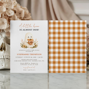Kleine Boo-Geist Herbst Orange Gingham-Baby-Party Einladung