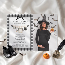 Kleine Boo Gingham Schwarze Schleife Baby Shower F