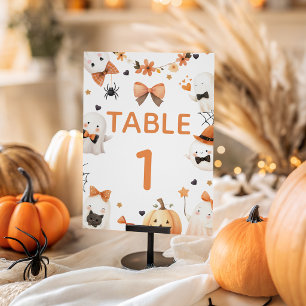 Kleine Boo Halloween-Baby-Shower-Tischnummer Sockelschild