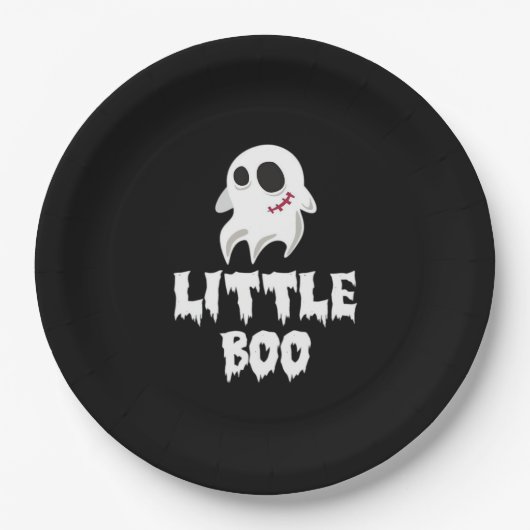 Kleine Boo in Halloween Cooles Grafikdesign Pappteller (Vorderseite)