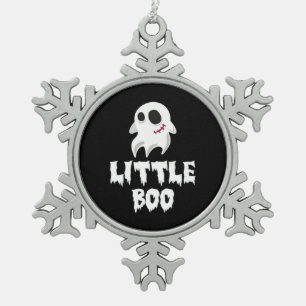 Kleine Boo in Halloween Cooles Grafikdesign Schneeflocken Zinn-Ornament