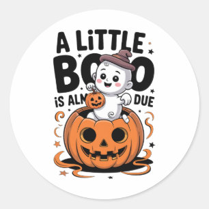 Kleine Boo ist fast fällig Süße Halloween-Schwange Runder Aufkleber