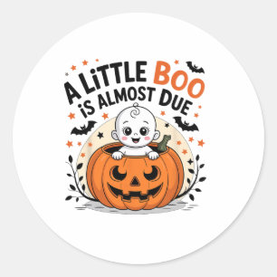 Kleine Boo ist fast fällig Süße Halloween-Schwange Runder Aufkleber