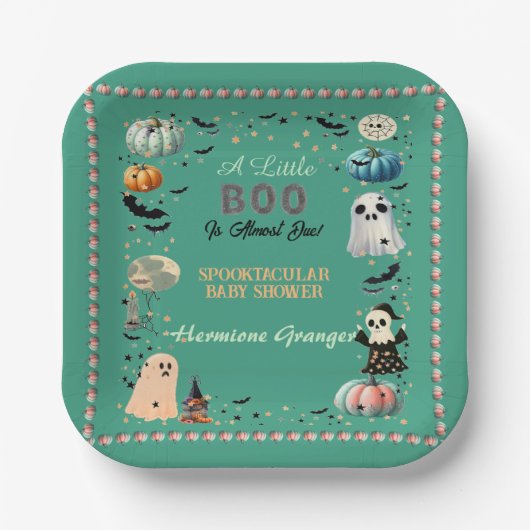 Kleine BOO ist wegen Ghost Pumpkin Spooky Baby Dus Pappteller (Vorderseite)