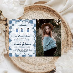 Kleine Boo kommt bald Baby Shower Foto mit blauem Einladung