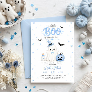 Kleine Boo kommt bald Blaue Geister-Babyparty Einladung