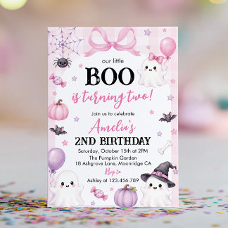 Kleine Boo Pink Halloween 2. Geburtstagsfeier Einladung
