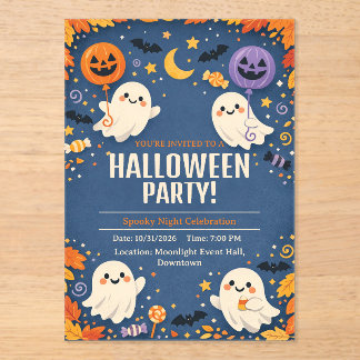 Kleine Boo Süße Geister Halloween-Party Acryleinladungen