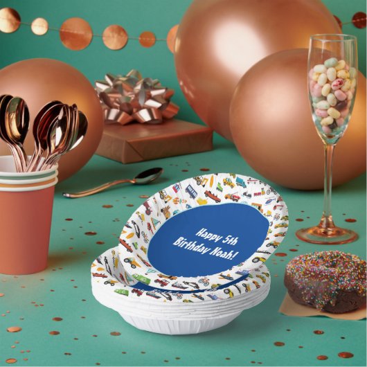 Kleine Boy Cars Fahrzeugmuster Geburtstagsparty Pappteller (Multi)