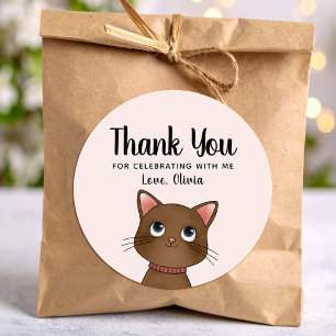 Kleine braune Katze danke dir Runder Aufkleber