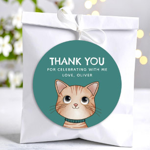 Kleine braune Katze danke schön Runder Aufkleber