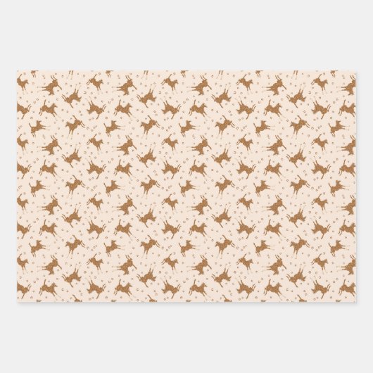 Kleine braune Pferde - auf Lachsrosa. Geschenkpapier Set (Vorderseite 3)