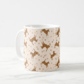 Kleine braune Pferde - auf Lachsrosa. Kaffeetasse (Vorderseite Links)