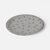 Kleine braune Spinnen auf grauen und weißen Webs Pappteller (Schrägansicht)