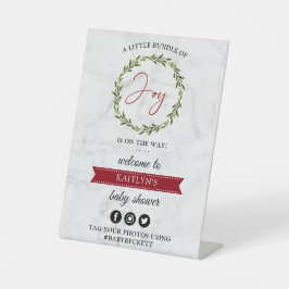 Kleine Broschüre mit der Weihnachtsdusche Begrüßun Sockelschild