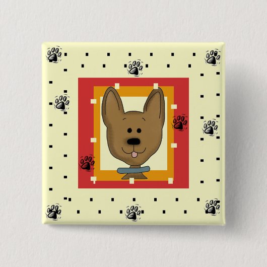 Kleine Brown-Hündchen-T-Shirts und Geschenke Button (Vorderseite)