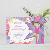 Kleine brünette Gymnast-Einladungen Einladung (Stehend Vorderseite)