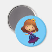 Kleine Brünette Prinzessin Magnet (Vorderseite/Rückseite)