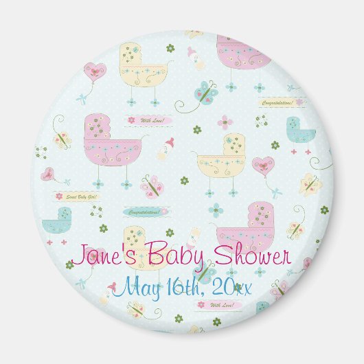 Kleine Buggy Baby Shower Magnet (Vorne)
