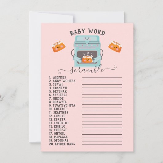 Kleine Bun in Oven Baby Word Scramble Einladung (Vorderseite)