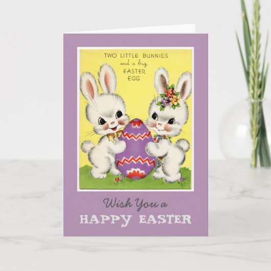 Kleine Bunnies und Ostereier-Grußkarte Feiertagskarte (Vorderseite)