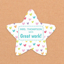 Kleine bunt Herzen Lehrer Kompliment