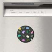 Kleine bunte Vogelmuster auf schwarz Magnet (In Situ (Geschirrspüler))