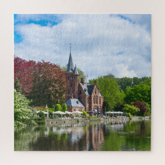Kleine Burg am See in Brügge, Belgien Puzzle (Vertikal)