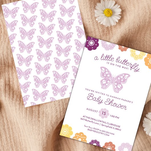 Kleine Butterfly Baby Dusche Einladung