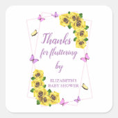 Kleine Butterfly Baby Dusche Quadratischer Aufkleber (Vorderseite)