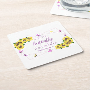 Kleine Butterfly Baby Dusche Rechteckiger Pappuntersetzer