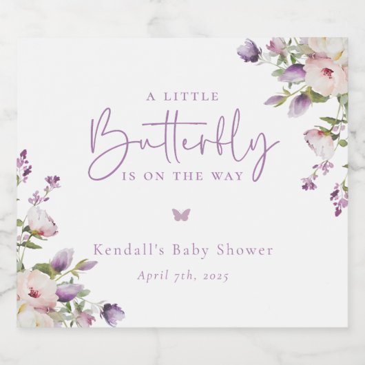 Kleine Butterfly Baby Dusche Schaumweinetikett (Einzelnes Label)