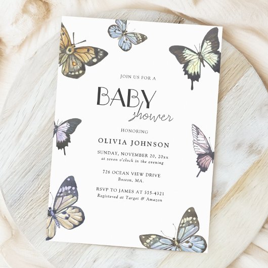 Kleine Butterfly-Babydusche Einladung