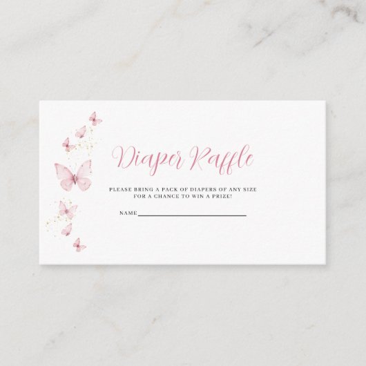 Kleine Butterfly Pink Diaper Raffle Baby Dusche Begleitkarte (Vorderseite)