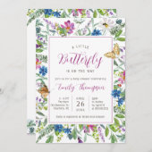 Kleine Butterfly Spring Wildblume Babydusche Einladung (Vorne/Hinten)