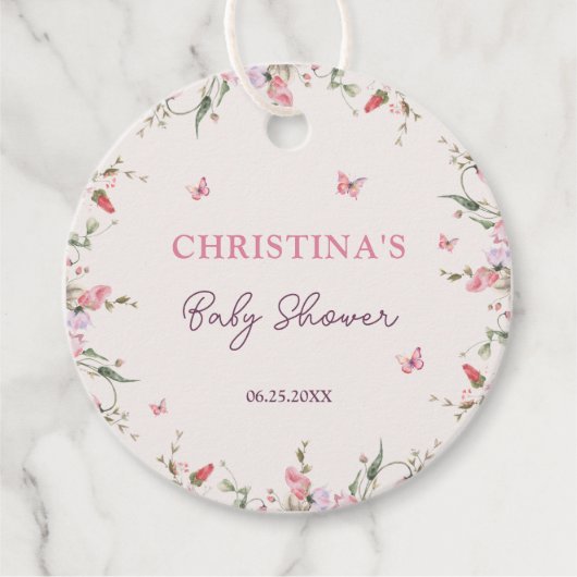 Kleine Butterfly Wasserfarbe Babydusche Geschenkanhänger (Vorderseite)