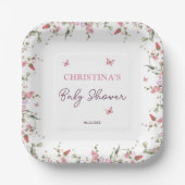 Kleine Butterfly Wasserfarbe Babydusche Pappteller (Vorderseite)