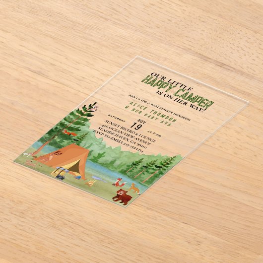 Kleine Camper Camping Adventure Forest Baby Dusche Acryleinladungen (Ablage )