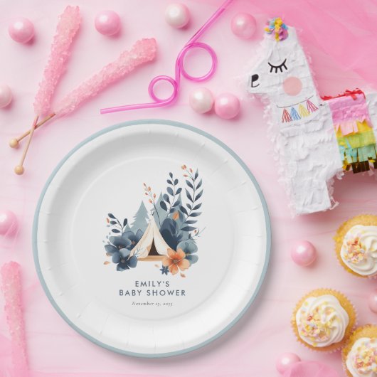 Kleine Camper Forest Babydusche Pappteller (Party)