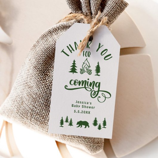 Kleine Camper-Grünwaldbaby-Dusche Geschenkanhänger