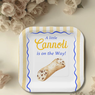 Kleine Cannoli Gelb Blau Italienische Babyparty Pappteller
