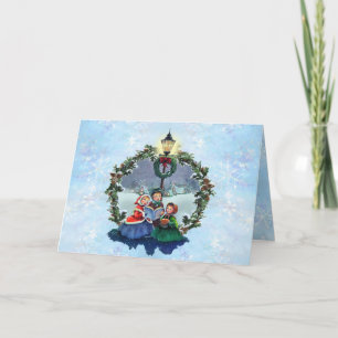 KLEINE CAROLERS & WREATING VON SHARON SHARPE FEIERTAGSKARTE