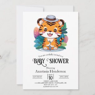 Kleine charmante Tiger Digital Baby Dusche Einladung