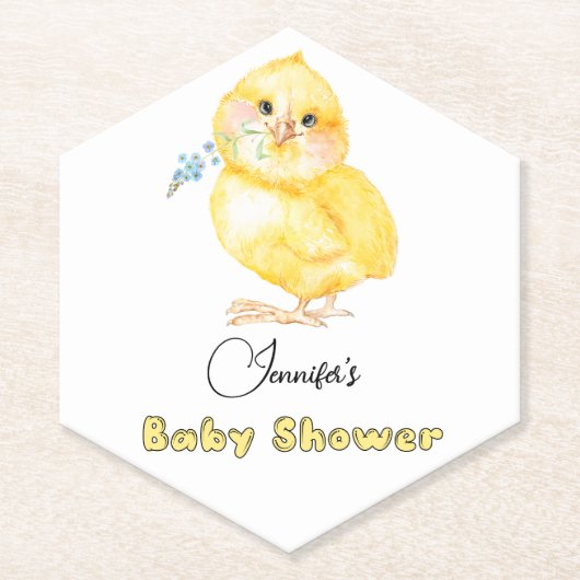 Kleine Chick Floral Baby Dusche Untersetzer (Vorderseite)
